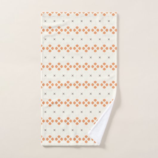 Retro Orange Geometric Dot Pattern バスタオルセット (ハンドタオル)