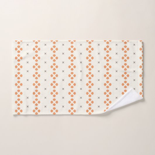 Retro Orange Geometric Dot Pattern バスタオルセット (ハンドタオル)
