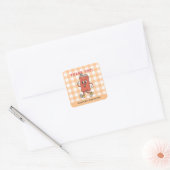 Retro Orange Gingham She Is Ready To Pop Thank You スクエアシール (封筒)