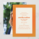 Retro Orange Gradient Photo Graduation Party 2026 招待状 (正面/裏面)