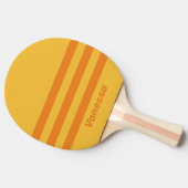 Retro Orange Groove Three Across Stripe with Name 卓球ラケット (横)