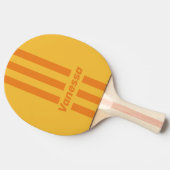 Retro Orange Groove Three Pin Stripes with Name 卓球ラケット (横)