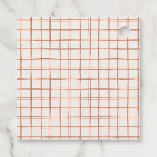 Retro Orange Hand Drawn Gingham Bow Baby Shower フェイバータグ (裏面)