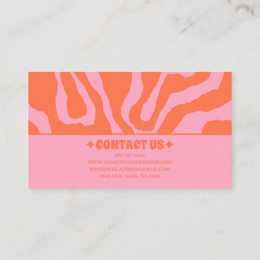 Retro Orange Pink 70s Boho Groovy Funky Trendy 名刺 (裏面)