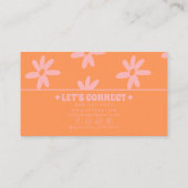 Retro Orange Pink 70s Groovy Floral Boho Girly Fun 名刺 (裏面)