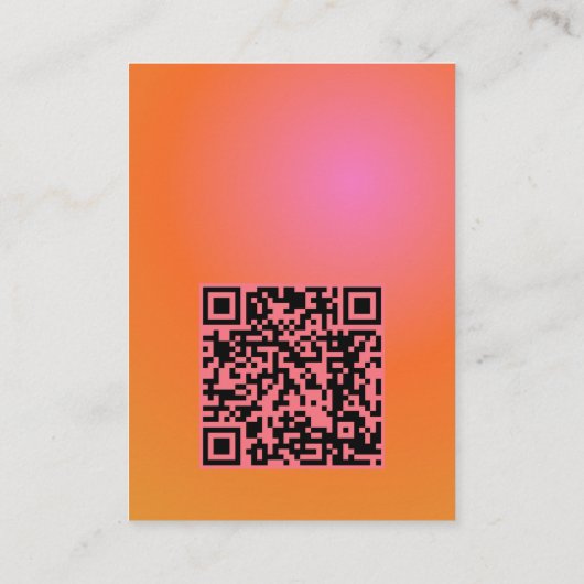 Retro Orange Pink Gradient Wedding QR Code RSVP エンクロージャーカード (裏面)