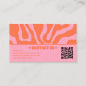 Retro Orange Pink QR Code 70s Boho Groovy Trendy 名刺 (裏面)
