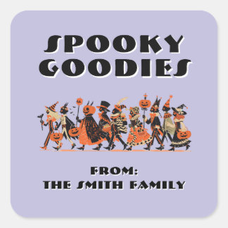 Retro Orange＆Purple Spooky Goodies Halloween スクエアシール