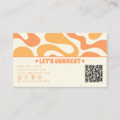 Retro Orange QR Code 70s Boho Groovy Funky Trendy 名刺 (裏面)