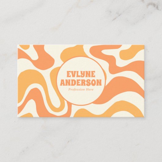 Retro Orange QR Code 70s Boho Groovy Funky Trendy 名刺 (正面)