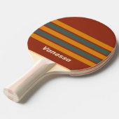 Retro Orange Rust Across Striping with Name 卓球ラケット (正面アングル)