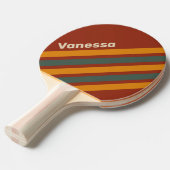 Retro Orange Rust Angled Striping with Name 卓球ラケット (正面アングル)