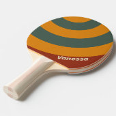 Retro Orange Rust Circle Stripe with Name 卓球ラケット (正面アングル)