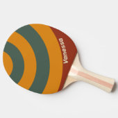 Retro Orange Rust Circle Stripe with Name 卓球ラケット (横)