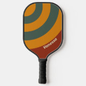 Retro Orange Rust Circle Stripe with Name Pickle ピックルボールラケット (裏面)