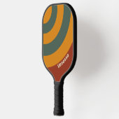 Retro Orange Rust Circle Stripe with Name Pickle ピックルボールラケット (左)