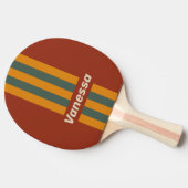 Retro Orange Rust Pin Stripes with Name 卓球ラケット (横)