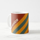 Retro Orange Rust Stripes with Name コーヒーマグカップ (正面左)