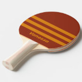 Retro Orange Rust Three Across Striping with Name 卓球ラケット (正面アングル)