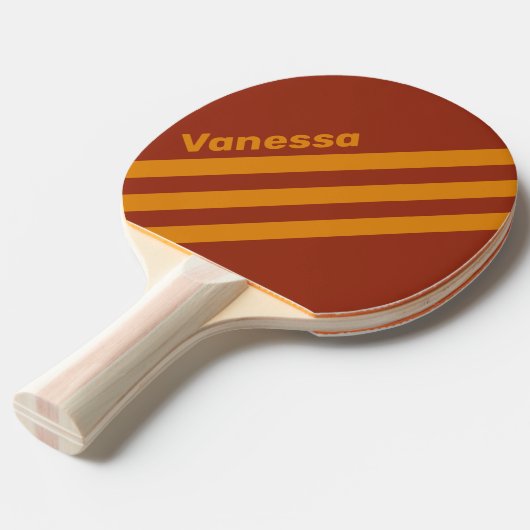 Retro Orange Rust Three Angled Striping with Name 卓球ラケット (正面アングル)