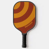 Retro Orange Rust Three Circle Stripe with Name ピックルボールラケット (裏面)