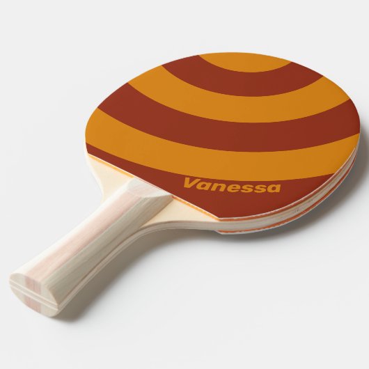 Retro Orange Rust Three Circle Stripe with Name 卓球ラケット (正面アングル)