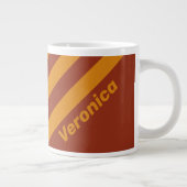 Retro Orange Rust Three Stripes with Name ジャンボコーヒーマグカップ (右)