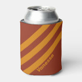 Retro Orange Rust Three Stripes with Name 缶クーラー (缶正面)