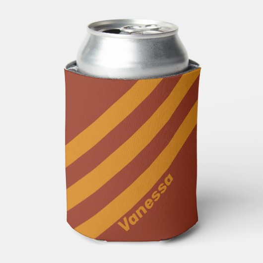 Retro Orange Rust Three Stripes with Name 缶クーラー (缶正面)
