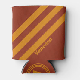 Retro Orange Rust Three Stripes with Name 缶クーラー