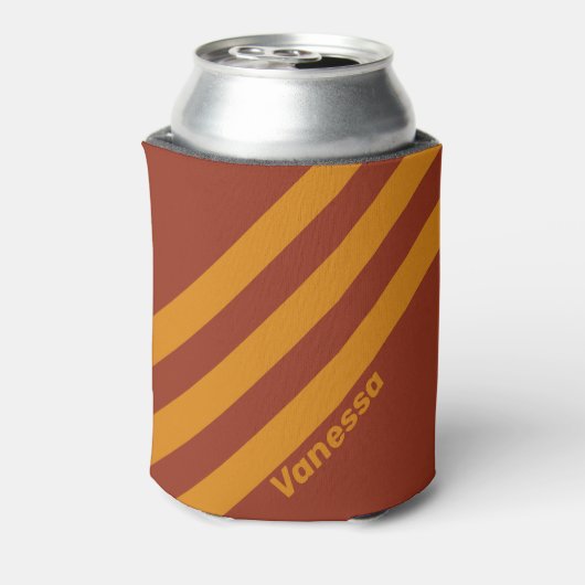 Retro Orange Rust Three Stripes with Name 缶クーラー (缶裏面)