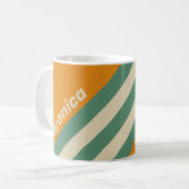 Retro Orange Stripes with Name コーヒーマグカップ (正面左)