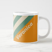 Retro Orange Stripes with Name ジャンボコーヒーマグカップ (右)