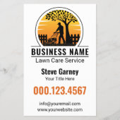 Retro Orange Sunset Gardener Lawn Care Service チラシ (正面)