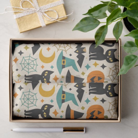 Retro Orange Teal Mid-Century Halloween  薄葉紙 (ギフト)