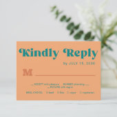 Retro orange teal simple typography wedding 出欠カード (スタンド正面)