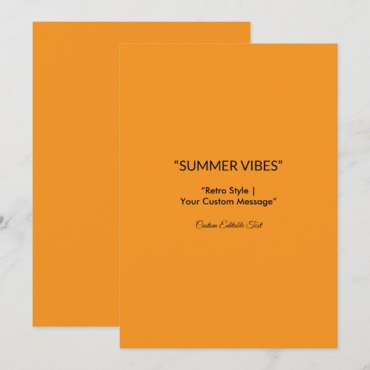 Retro Orange Texture – Summer Vibes Art セーブザデート (正面/裏面)