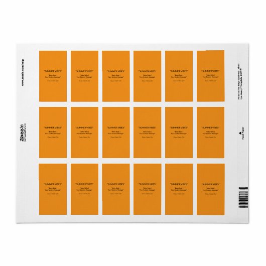 Retro Orange Texture – Summer Vibes Art ラベル (フルシート)
