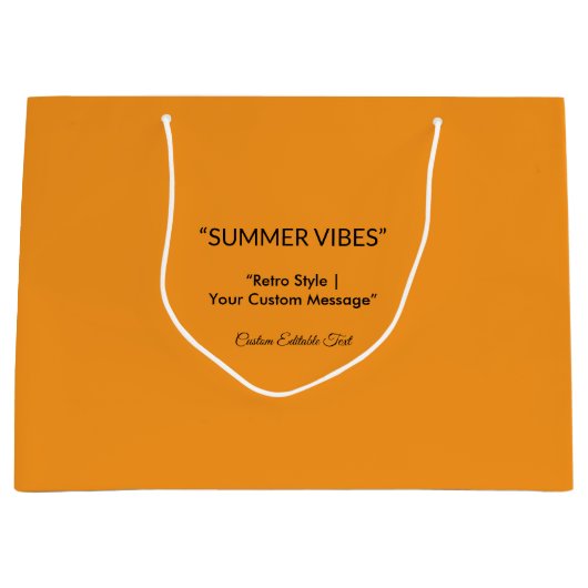 Retro Orange Texture – Summer Vibes Art ラージペーパーバッグ (正面)