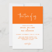 Retro Orange The Two of Us Wedding 招待状 (正面)