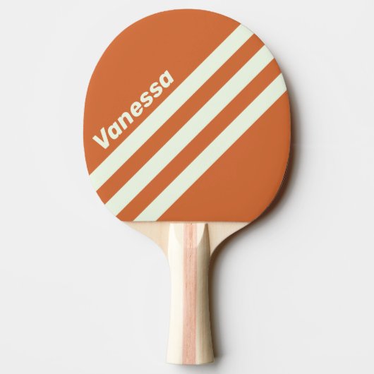 Retro Orange Three Angled Striping with Name 卓球ラケット (裏面)