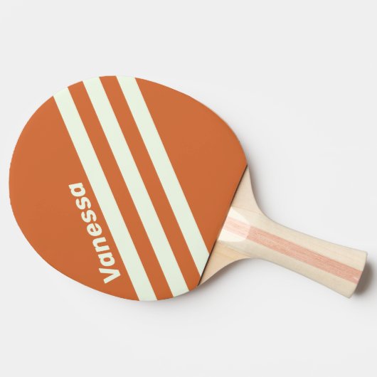 Retro Orange Three Angled Striping with Name 卓球ラケット (横)