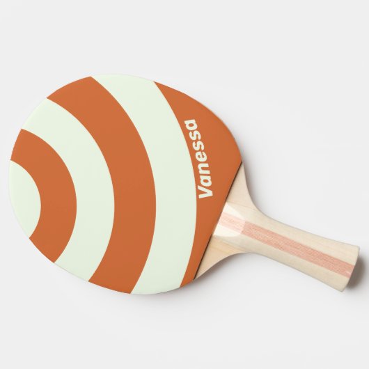 Retro Orange Three Circle Stripe with Name 卓球ラケット (横)