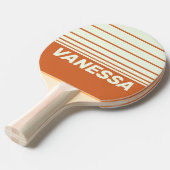 Retro Orange Three Horizon Striping with Name 卓球ラケット (正面アングル)