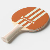 Retro Orange Three Pin Stripes with Name 卓球ラケット (正面アングル)