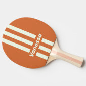 Retro Orange Three Pin Stripes with Name 卓球ラケット (横)