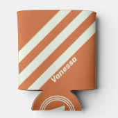 Retro Orange Three Stripes with Name 缶クーラー (裏面)