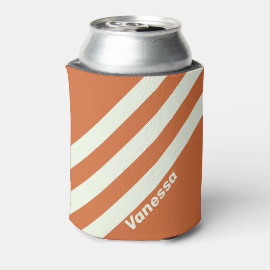 Retro Orange Three Stripes with Name 缶クーラー (缶裏面)