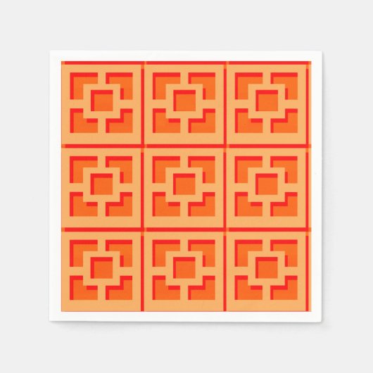 Retro Orange Trellis Paper Napkin スタンダードカクテルナプキン (正面)