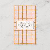 Retro Orange Wavy Checkered Trendy Boho Funky 名刺 (正面)